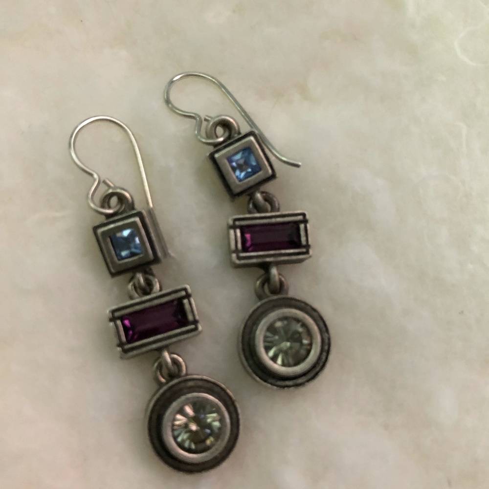 Patricia Locke Signed Earrings Swarovski Crystals